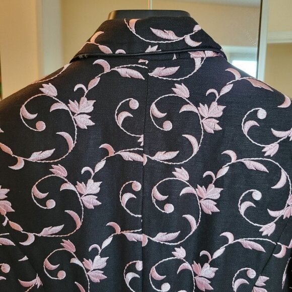 ❤️ 3 for $35 Vintage 80s pink embroidered black blazer jacket small - Picture 6 of 9